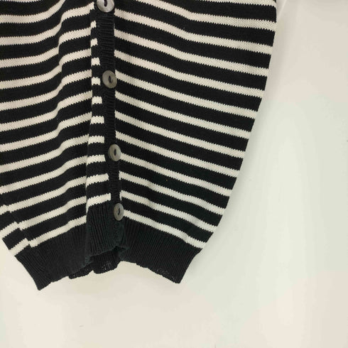 ジェイアンドエムデヴィッドソン J&M Davidson ベルギー製 シェルボタン ボーダー S/S コットン ニット カーディガン レディース