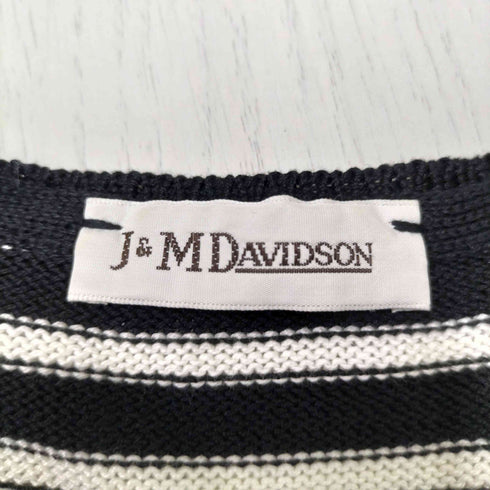 ジェイアンドエムデヴィッドソン J&M Davidson ベルギー製 シェルボタン ボーダー S/S コットン ニット カーディガン レディース