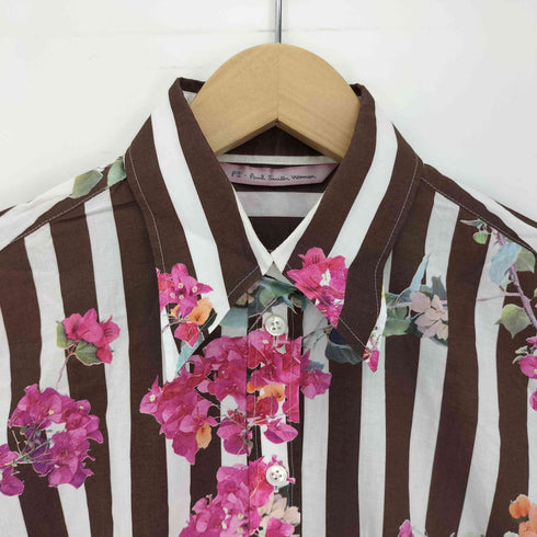 ピーエスポールスミス PS Paul Smith woman 転写 花柄 S/S ストライプ シャツ レディース EUR:40