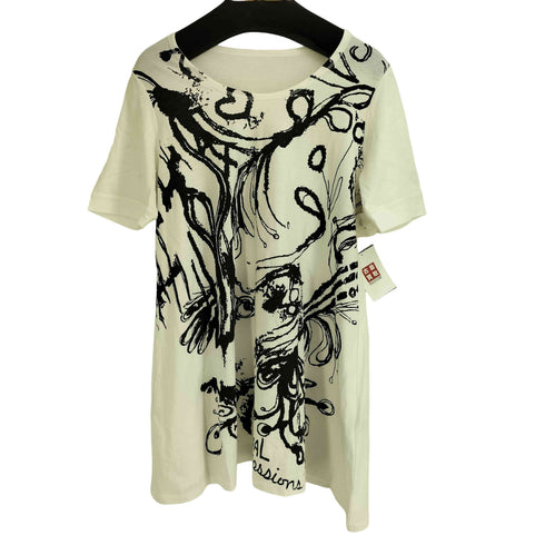 t.b Teresa van buren センソユニコ グラフィックプリント 変形アシンメトリーカットソー レディース 40