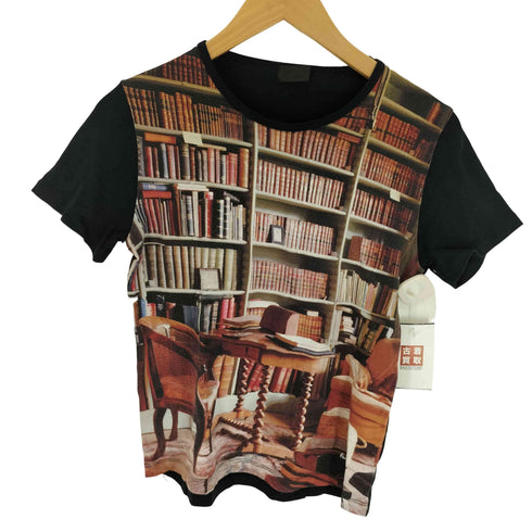 ポールスミスブラック Paul Smith BLACK 本棚 総柄 プリント S/S Tシャツ レディース import:M