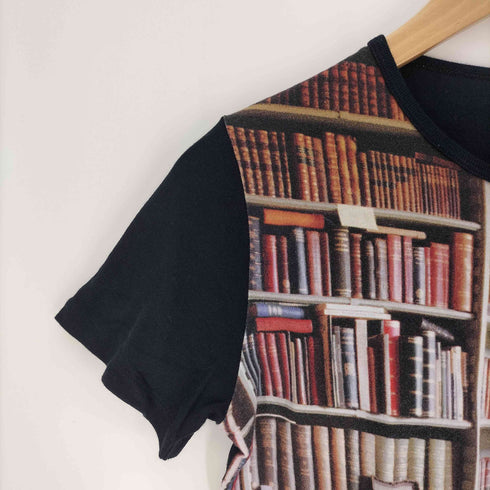 ポールスミスブラック Paul Smith BLACK 本棚 総柄 プリント S/S Tシャツ レディース import:M