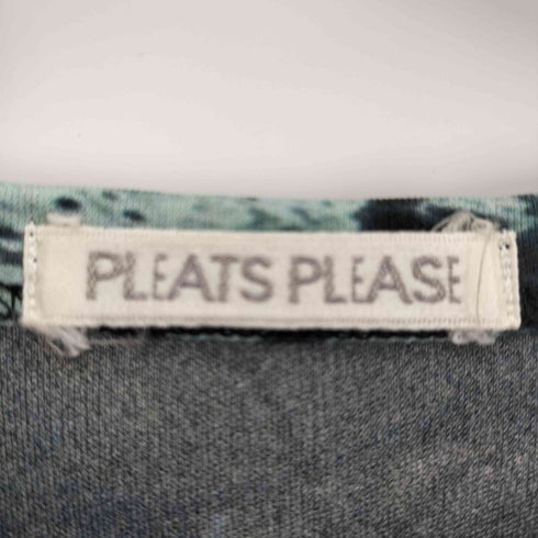 プリーツプリーズイッセイミヤケ PLEATS PLEASE ISSEY MIYAKE 90S 97AW 総柄 プリント ポリ S/S Tシャツ レディース JPN:3