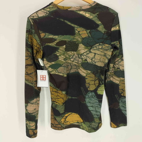 プリーツプリーズイッセイミヤケ PLEATS PLEASE ISSEY MIYAKE 90S 97AW 総柄 プリント ポリ L/S カットソー Tシャツ レディース JPN:3