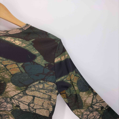 プリーツプリーズイッセイミヤケ PLEATS PLEASE ISSEY MIYAKE 90S 97AW 総柄 プリント ポリ L/S カットソー Tシャツ レディース JPN:3