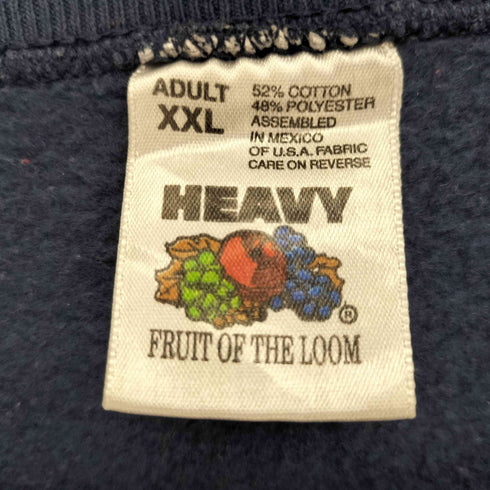 フルーツオブザルーム FRUIT OF THE LOOM 90S HEAVY メキシコ製 COLONIAL WILLIAMSBURG スクリプトロゴ プリント 裏起毛 スウェット コピーライト 1990年製 ビッグサイズ メンズ import:XXL