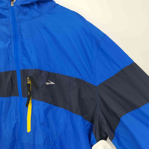 ブルックス BROOKS ロゴプリント リップストップ スイッチングカラー ジップアップジャケット メンズ import:L