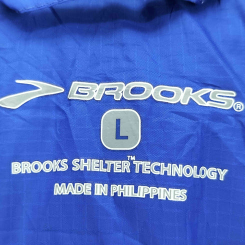 ブルックス BROOKS ロゴプリント リップストップ スイッチングカラー ジップアップジャケット メンズ import:L