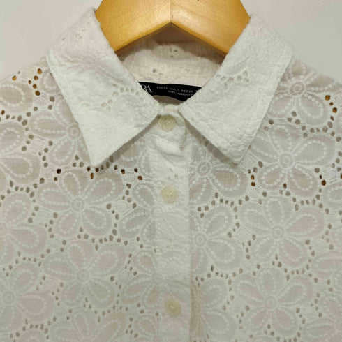 ザラ ZARA フラワーデザインレース L/S ブラウス レディース import:XS