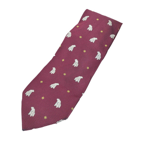 イヴサンローラン Yves Saint Laurent 犬柄 シルクネクタイ メンズ