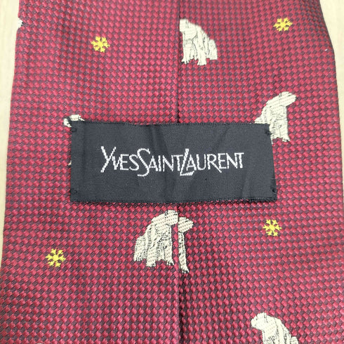 イヴサンローラン Yves Saint Laurent 犬柄 シルクネクタイ メンズ