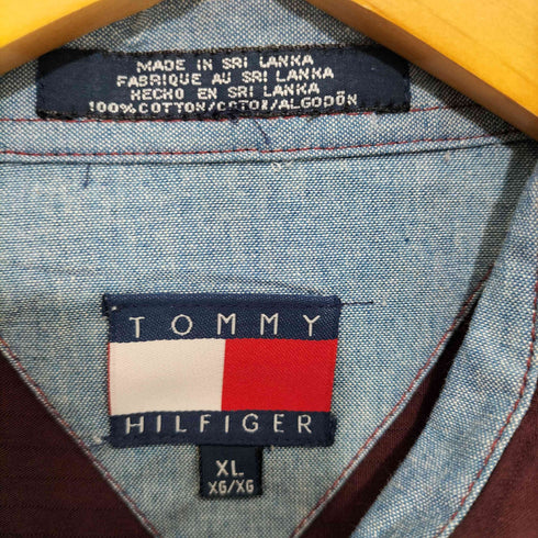 トミーヒルフィガー TOMMY HILFIGER ロゴ刺繍 S/Sシャツ リップストップ メンズ import:XL