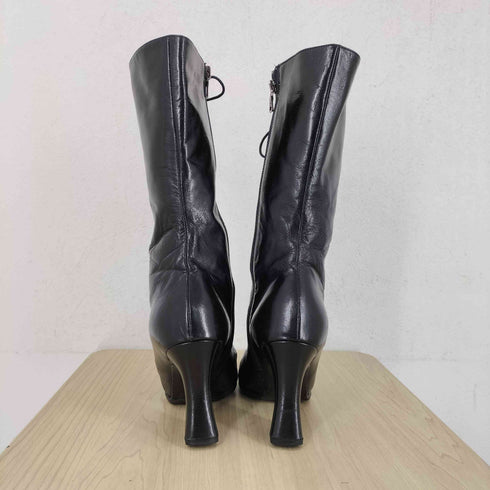 プラダ PRADA スクエアトゥ サイドジップ レースアップブーツ レディース 36