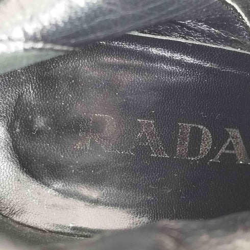 プラダ PRADA スクエアトゥ サイドジップ レースアップブーツ レディース 36