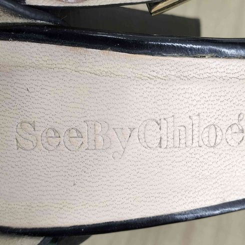 シーバイクロエ SEE BY CHLOE Tストラップ レザーヒールサンダル レディース 36