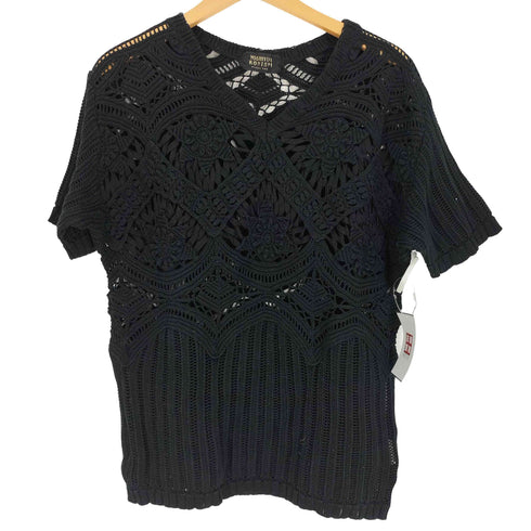 ヨシユキコニシ YOSHIYUKI KONISHI 花柄 レース S/S Vネック コットン ニット レディース