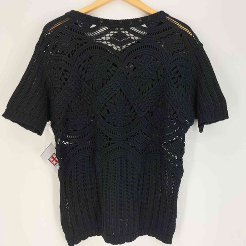 ヨシユキコニシ YOSHIYUKI KONISHI 花柄 レース S/S Vネック コットン ニット レディース