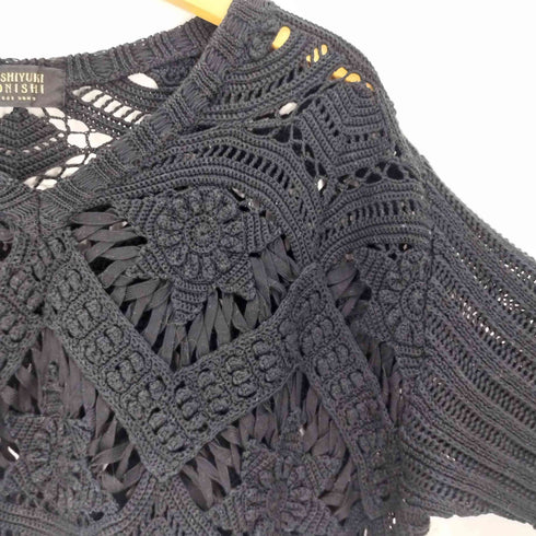 ヨシユキコニシ YOSHIYUKI KONISHI 花柄 レース S/S Vネック コットン ニット レディース
