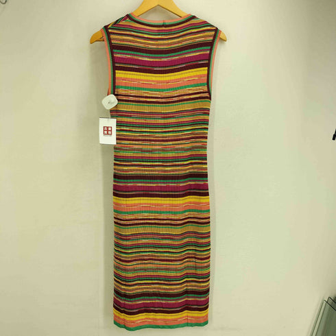 ミッソーニ MISSONI イタリア製 マルチカラー ボーダーレーヨンノースリーブ チュニックワンピース レディース