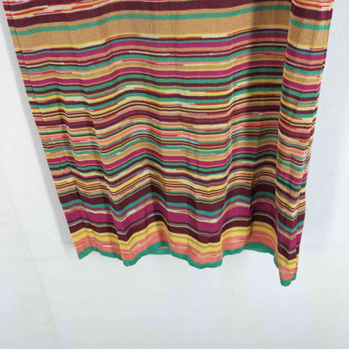 ミッソーニ MISSONI イタリア製 マルチカラー ボーダーレーヨンノースリーブ チュニックワンピース レディース