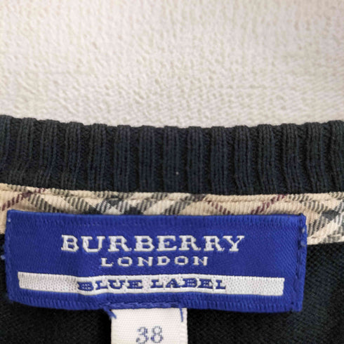 バーバリーブルーレーベル BURBERRY BLUE LABEL ワンポイント刺繍 コットン ノバチェック 七分丈 カーディガン レディース JPN:38