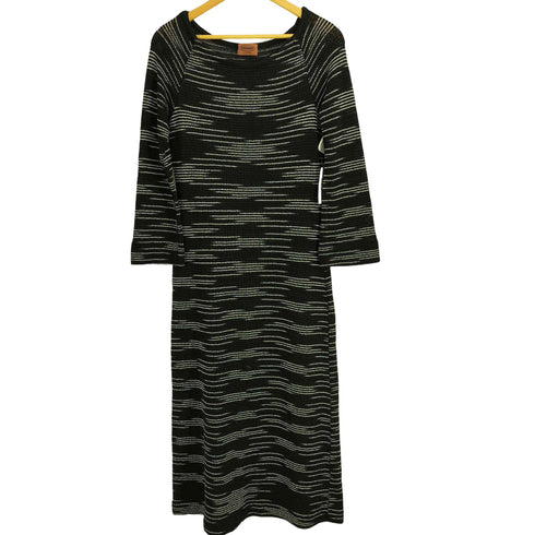 ミッソーニ MISSONI イタリア製 総柄 マキシ丈 サマーニットワンピース レディース
