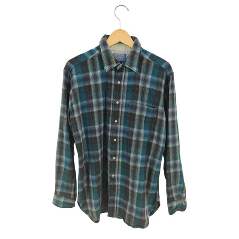 ペンドルトン PENDLETON 70S USA製 オンブレボードシャツ メンズ import:L 実寸 肩46cm 身幅56cm 着丈76cm