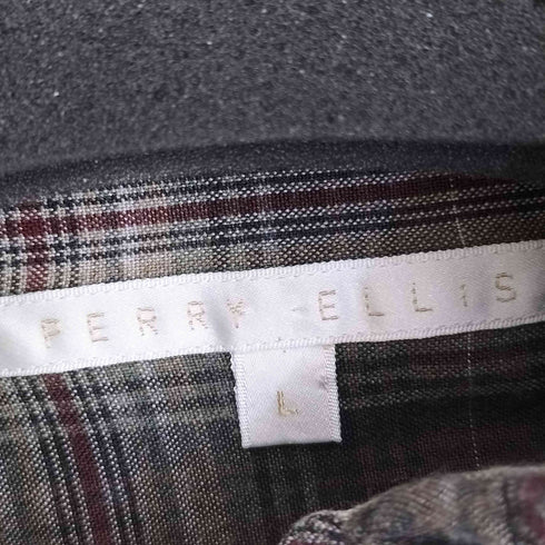 ペリーエリス PERRY ELLIS チェック柄 レーヨンシャツ メンズ import:L