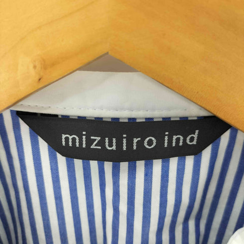 ミズイロインド mizuiro ind 21SS ストライプ ノーカラー ノースリーブ シャツワンピース レディース