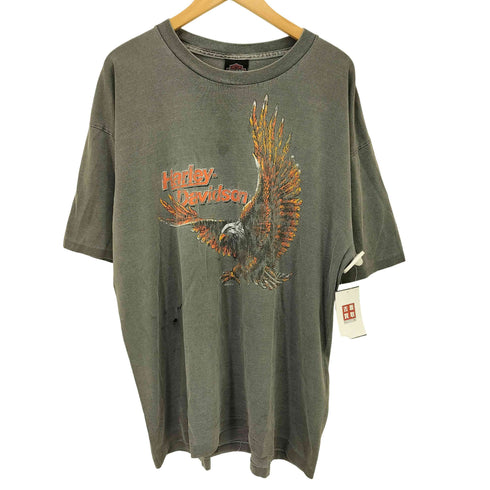 ハーレーダビッドソン HARLEY-DAVIDSON 90-00S USA製 MANTENO 両面 イーグル プリント ダメージ クルーネック S/S Tシャツ シングルステッチ ボロ メンズ import:L