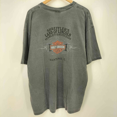ハーレーダビッドソン HARLEY-DAVIDSON 90-00S USA製 MANTENO 両面 イーグル プリント ダメージ クルーネック S/S Tシャツ シングルステッチ ボロ メンズ import:L