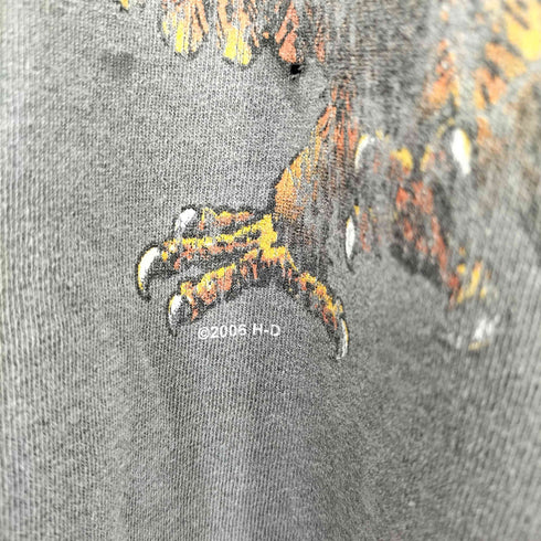 ハーレーダビッドソン HARLEY-DAVIDSON 90-00S USA製 MANTENO 両面 イーグル プリント ダメージ クルーネック S/S Tシャツ シングルステッチ ボロ メンズ import:L