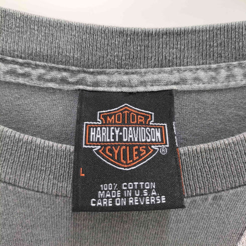 ハーレーダビッドソン HARLEY-DAVIDSON 90-00S USA製 MANTENO 両面 イーグル プリント ダメージ クルーネック S/S Tシャツ シングルステッチ ボロ メンズ import:L