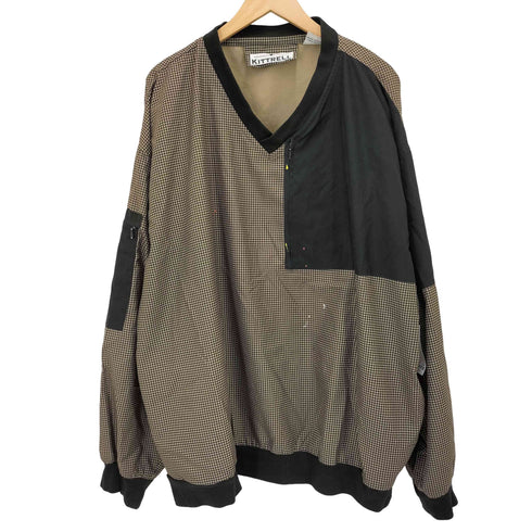 KITTRELL 千鳥格子 ポケット切替 Vネック プルオーバー ビッグサイズ メンズ 2XL