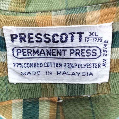 PRESSCOTT チェック L/S BDシャツ メンズ XL