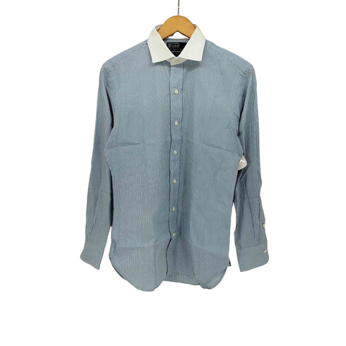 ポロバイラルフローレン Polo by RALPH LAUREN ESTATE CUSTOM FIT 裾マチポニー ストライプ長袖シャツ クレリックシャツ メンズ 39-82