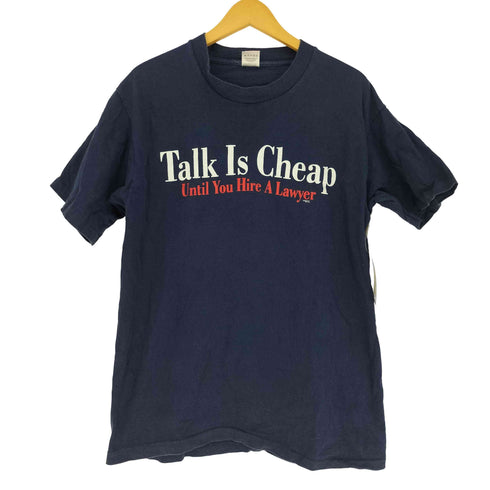 90S FRUIT OF THE LOOM ボディ USA製 Talk Is Cheap プリント Tシャツ 袖シングルステッチ メンズ import:L