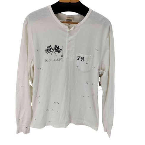 グラッドハンド GLADHAND シングルステッチ 猫目ボタン ロングスリーブ ヘンリーネックTシャツ メンズ M