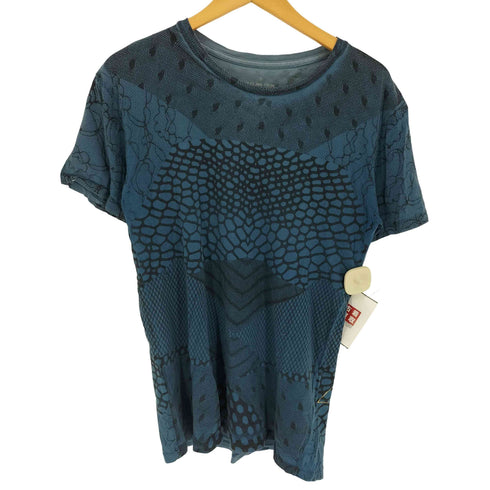 ALEX AND CHLOE USA製 クロコ レオパード 切替 総柄 S/S クルーネック Tシャツ メンズ import:S