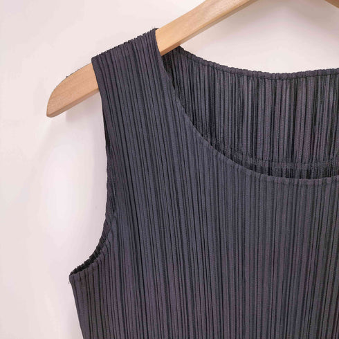 プリーツプリーズイッセイミヤケ PLEATS PLEASE ISSEY MIYAKE 08AW Shadow Pleats Dress 消しプリーツ 切替 ノースリーブチュニック レディース JPN:3