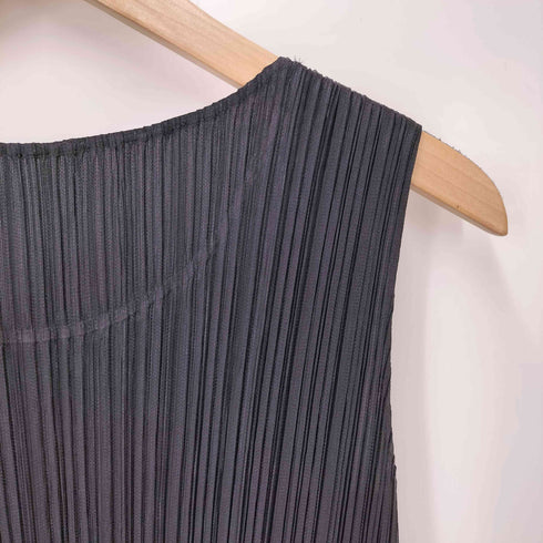 プリーツプリーズイッセイミヤケ PLEATS PLEASE ISSEY MIYAKE 08AW Shadow Pleats Dress 消しプリーツ 切替 ノースリーブチュニック レディース JPN:3
