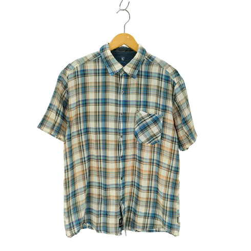 ガーゼ生地 オーガニックコットン 半袖 チェックシャツ 短丈 メンズ JPN:XL