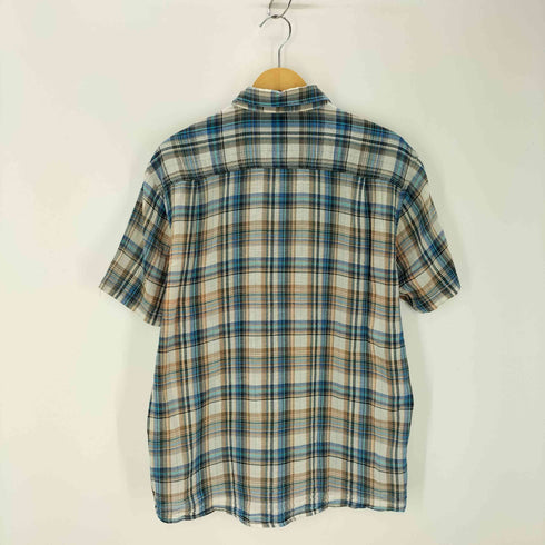 ガーゼ生地 オーガニックコットン 半袖 チェックシャツ 短丈 メンズ JPN:XL