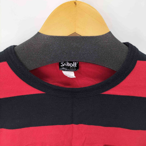 ショット Schott S/S ボーダー柄 ポケットデザインクルーネックTシャツ メンズ import:L