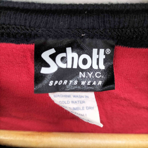 ショット Schott S/S ボーダー柄 ポケットデザインクルーネックTシャツ メンズ import:L