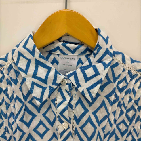 ランズエンド LANDS END 総柄リネンショートスリーブシャツ レディース import:S