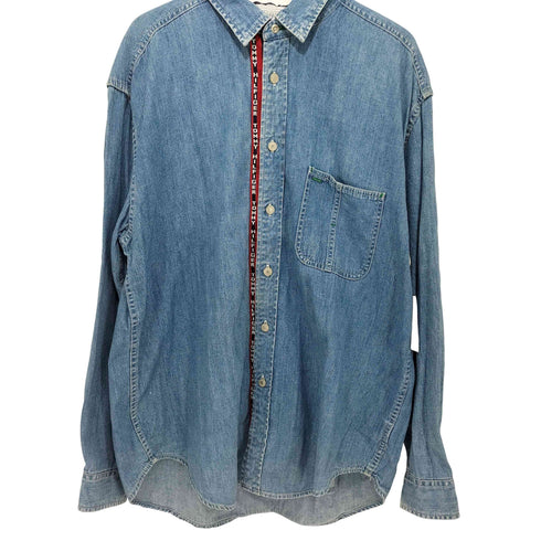 トミージーンズ tommy jeans テープロゴ デニムシャツ メンズ import:XL