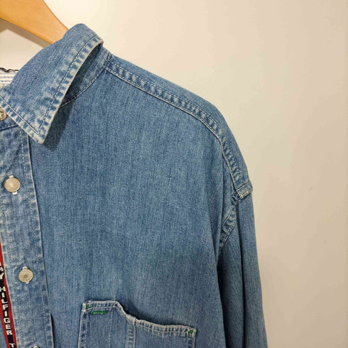 トミージーンズ tommy jeans テープロゴ デニムシャツ メンズ import:XL