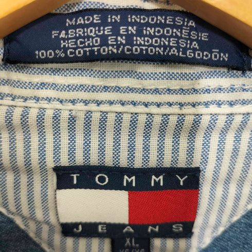 トミージーンズ tommy jeans テープロゴ デニムシャツ メンズ import:XL