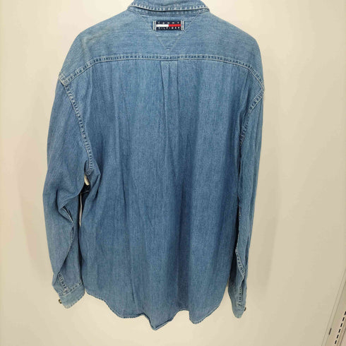 トミージーンズ tommy jeans テープロゴ デニムシャツ メンズ import:XL